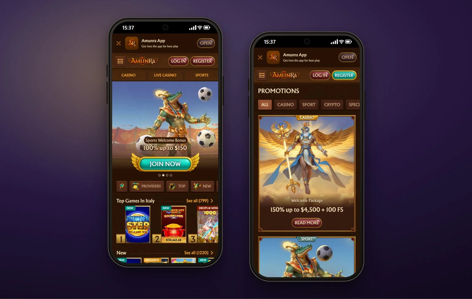 casinos that accept skrill: the AmunRa casino lobby