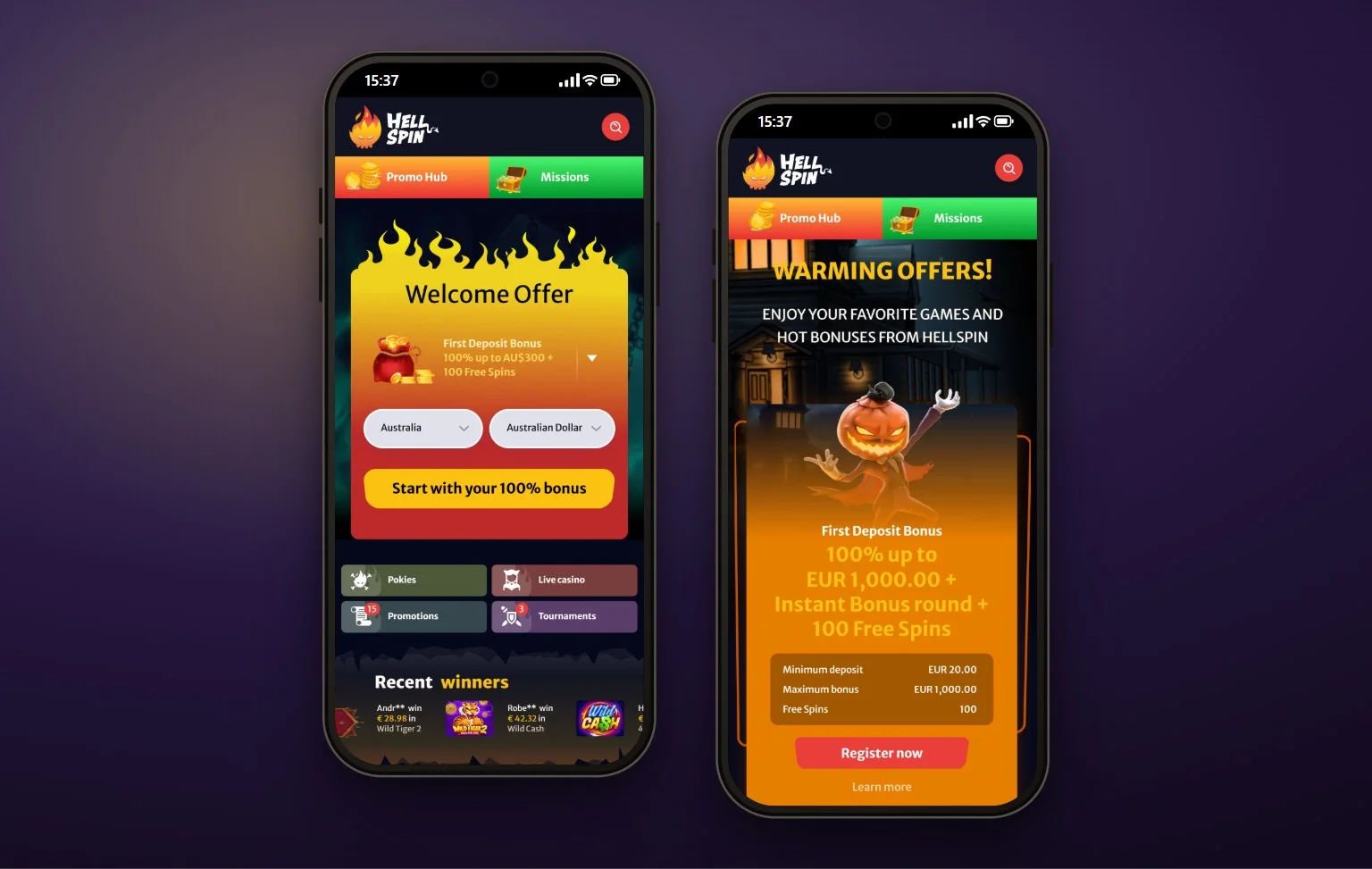 skrill casinos australia: HellSpin lobby