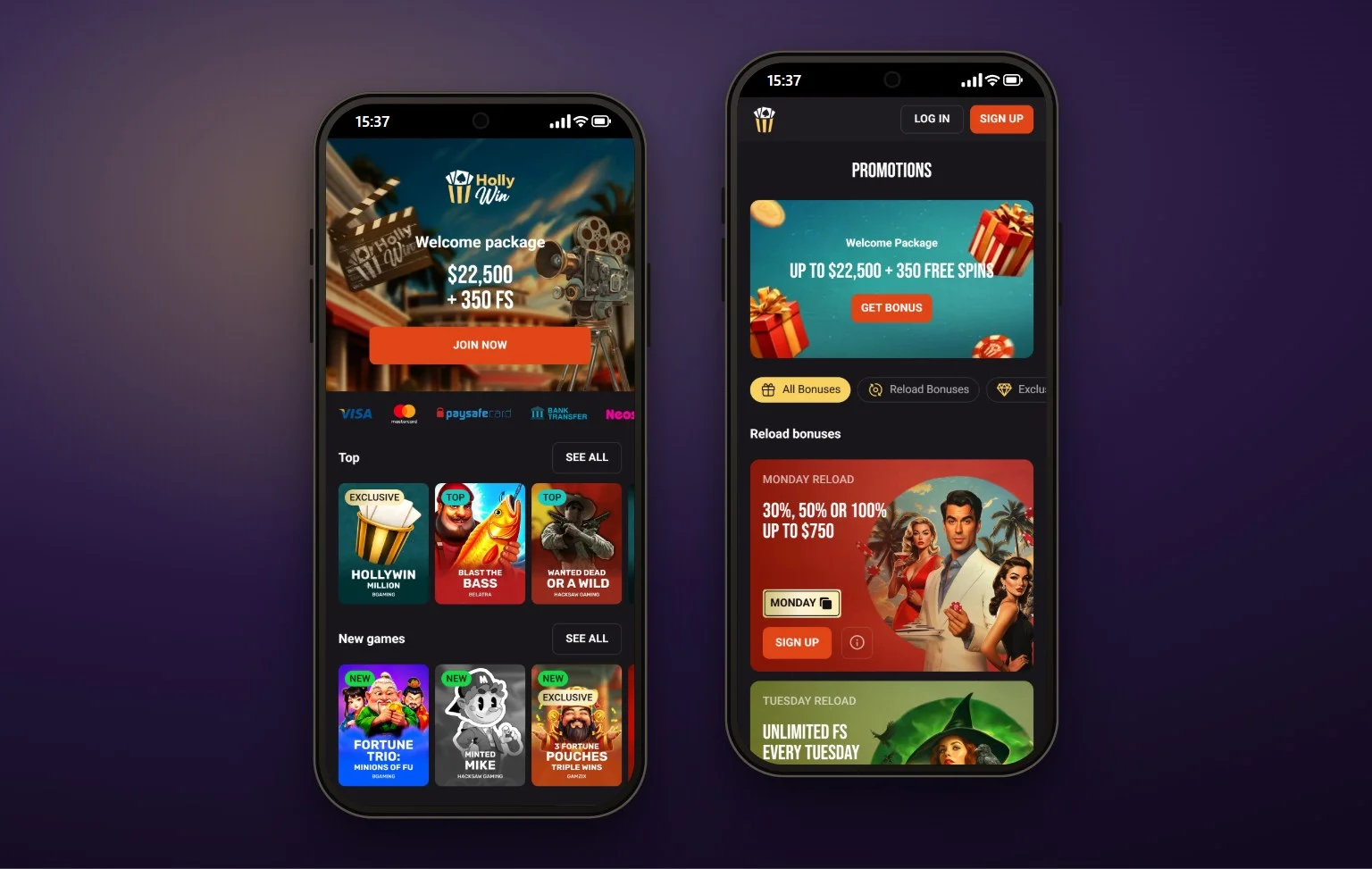skrill casinos: the Hollywin casino lobby