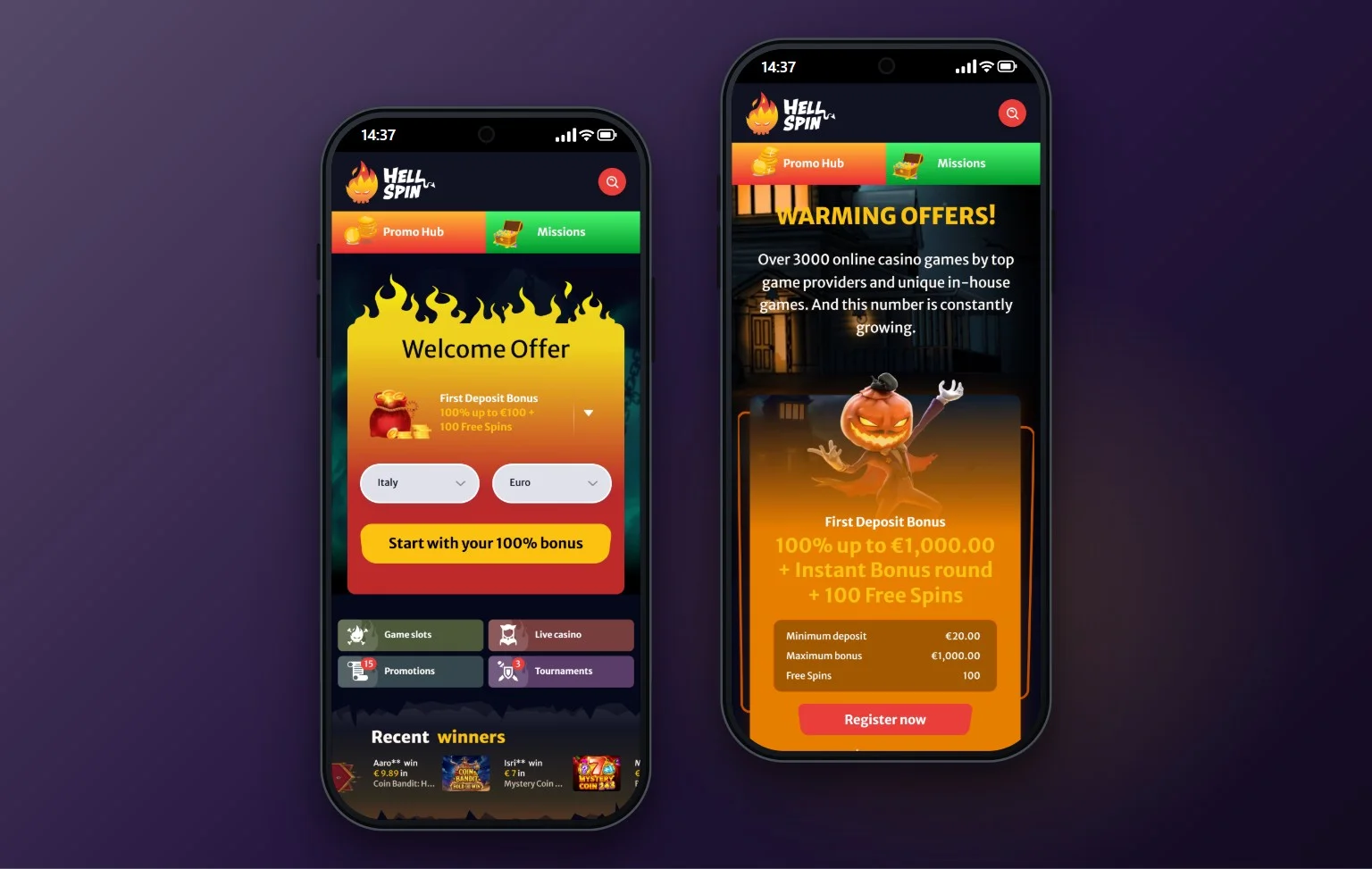 skrill casino: de homepage van casino HellSpin
