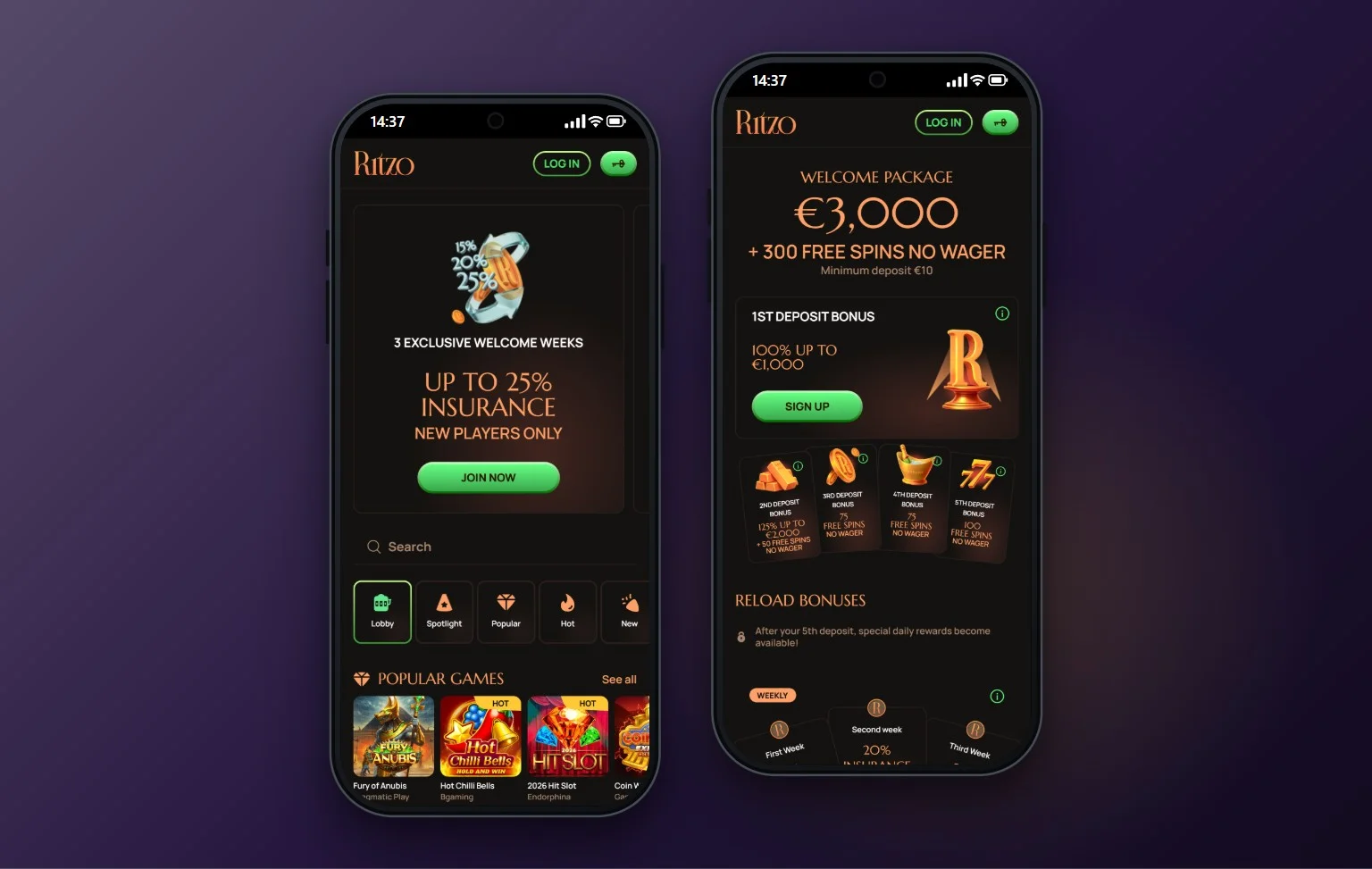 betalen met skrill: de homepage van casino Ritzo
