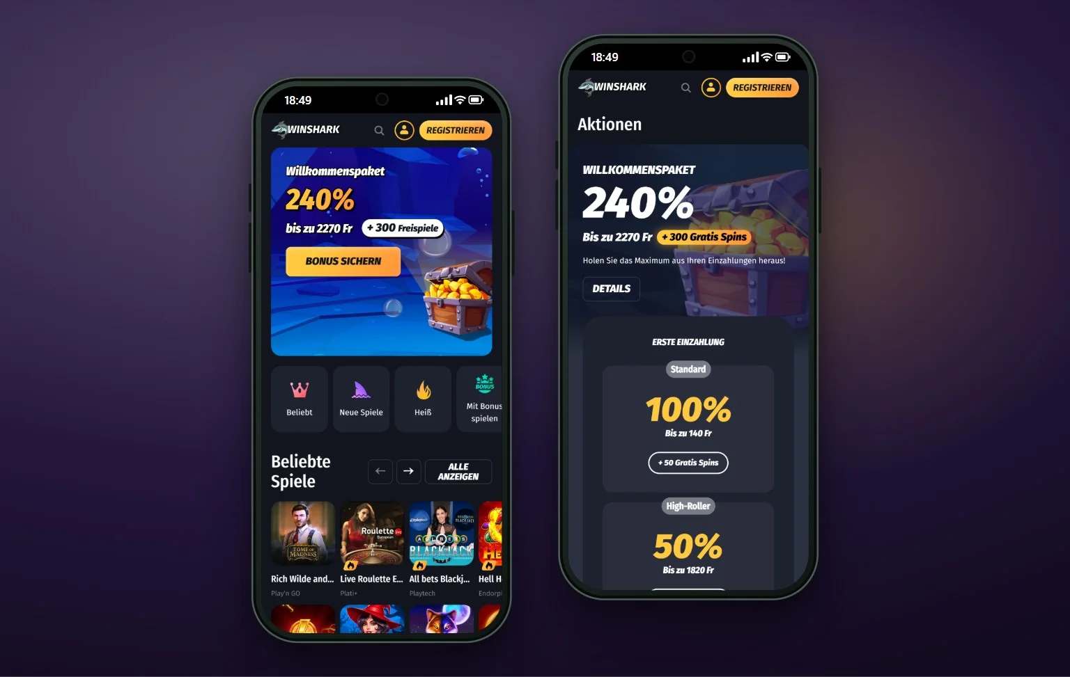 Online Casino mit Skrill Einzahlung: die Lobby von WinShark