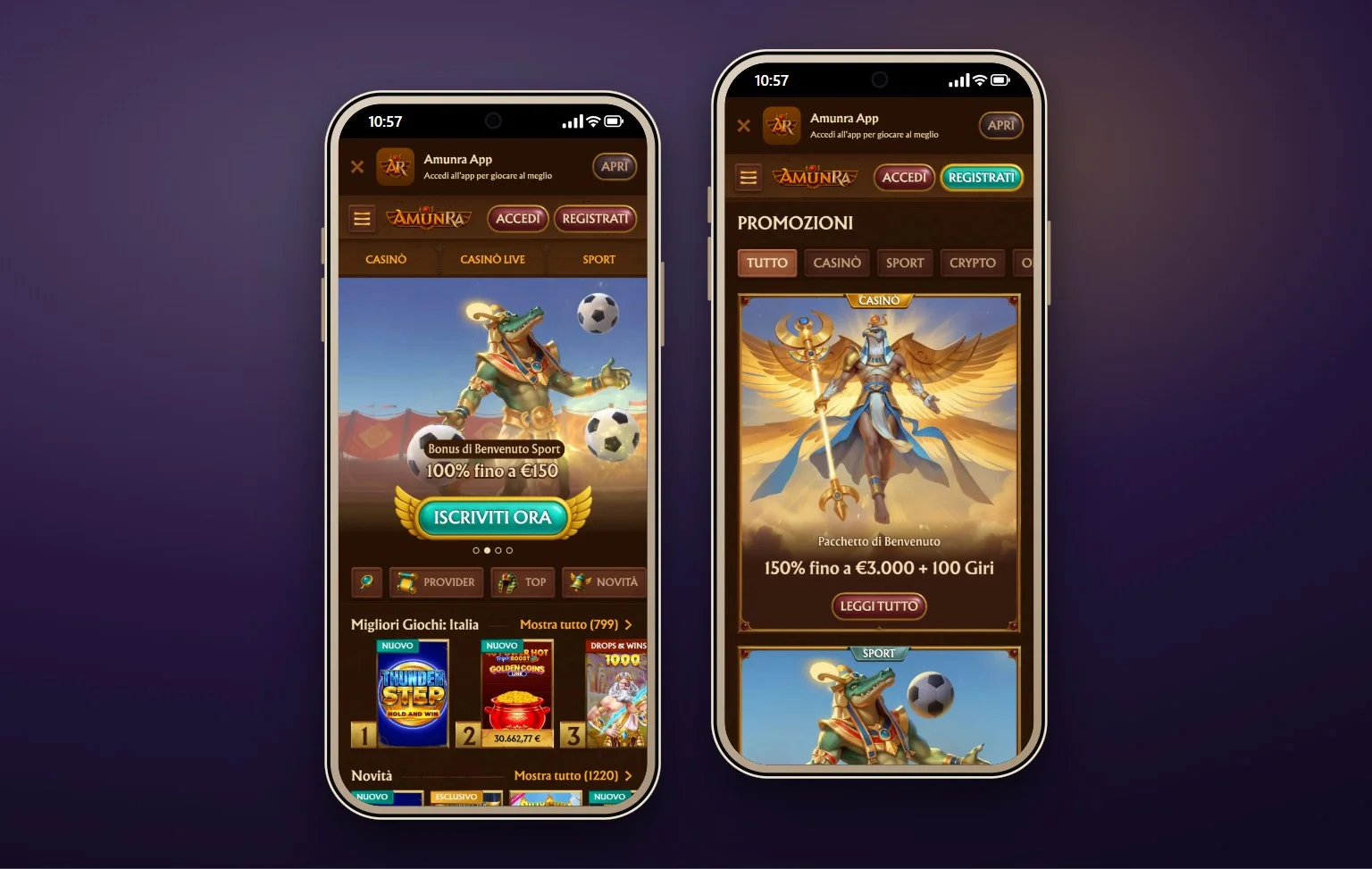 casino non AAMS Skrill: la lobby di AmunRa