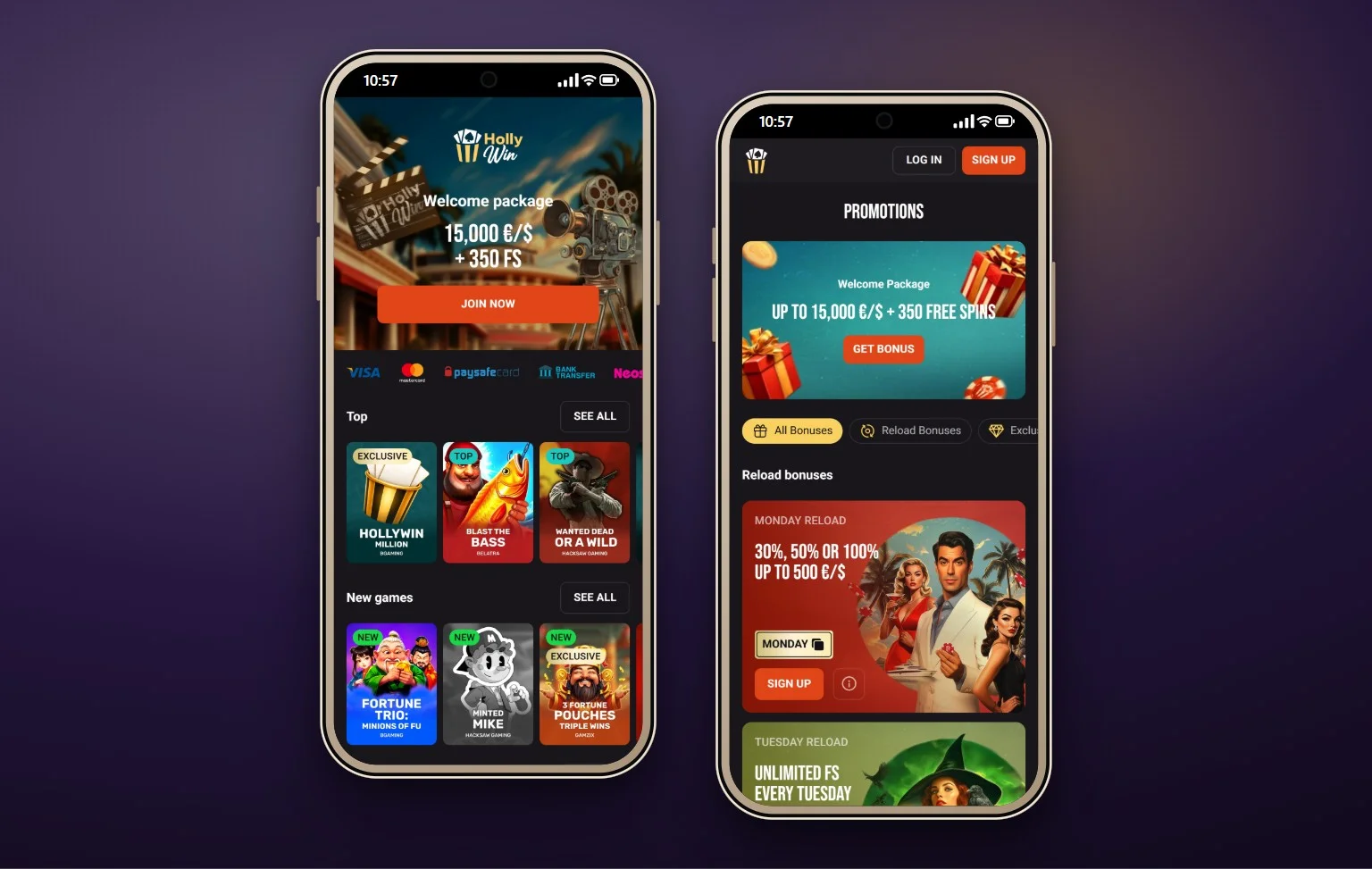 casino con prelievo Skrill: la lobby di Hollywin