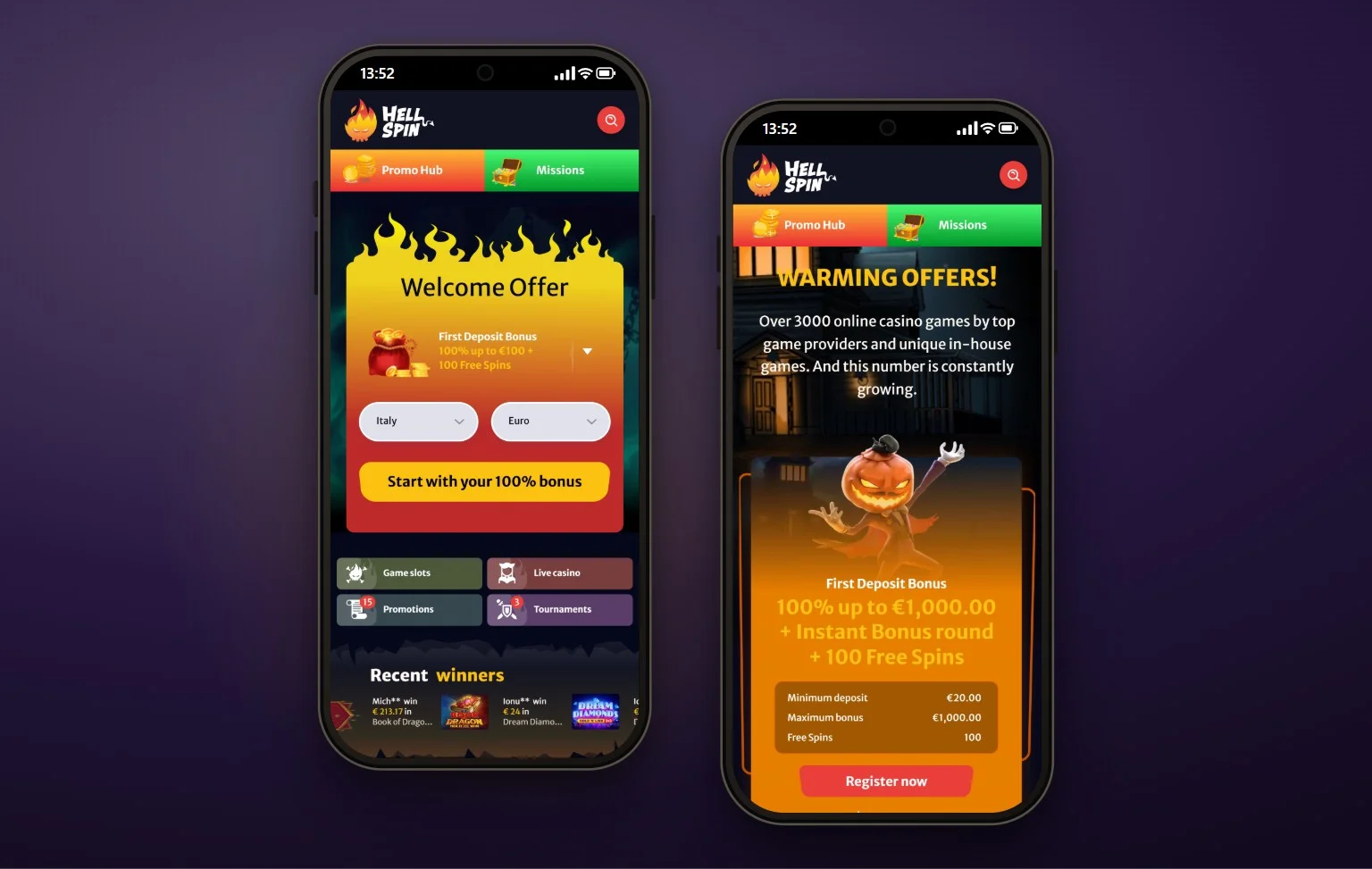 online casino skrill: de homepage van casino HellSpin