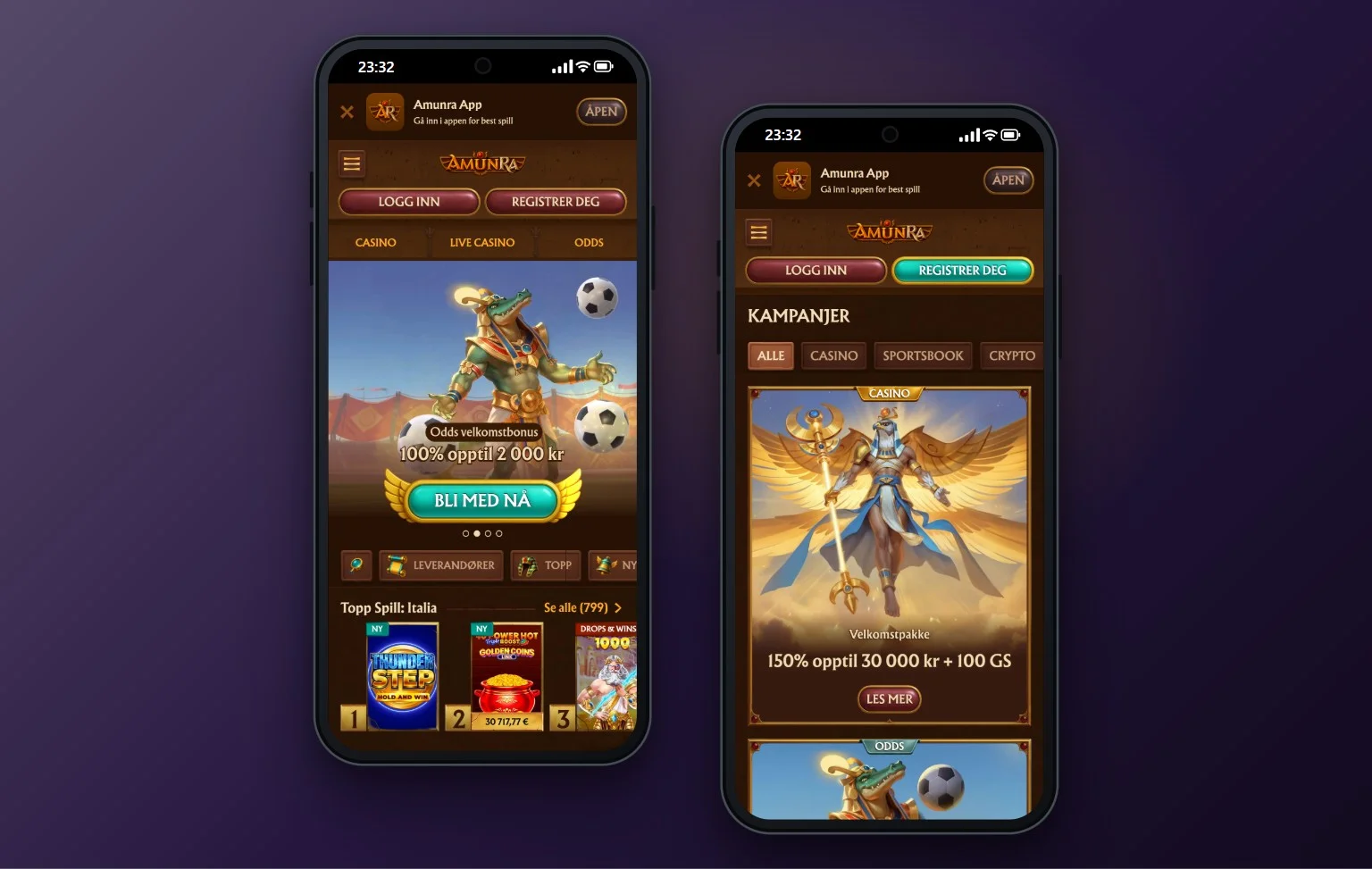 skrill casino: forsiden til casinoet AmunRa