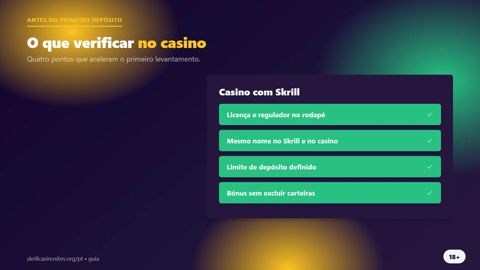 Bónus com Skrill: o que verificar antes do depósito