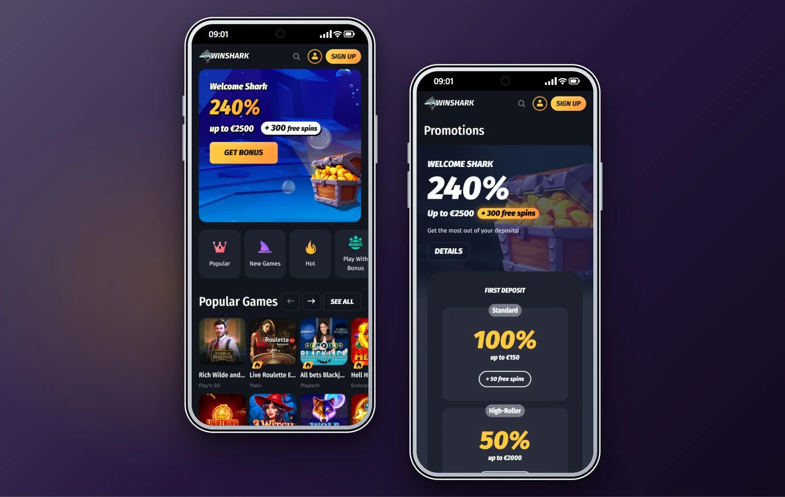 casino utan svensk licens med skrill: lobbyn hos WinShark